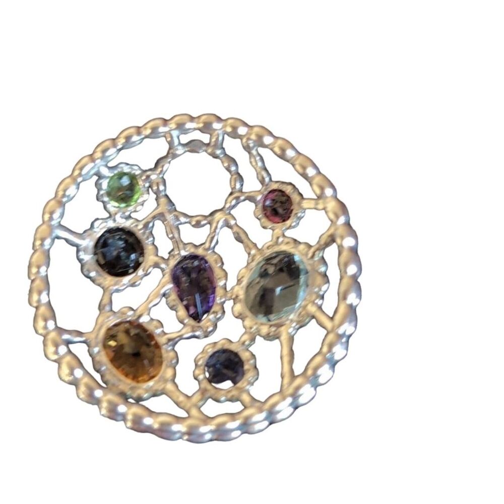 Sterling Silver Large Multigemstone Statement Pen… - image 3